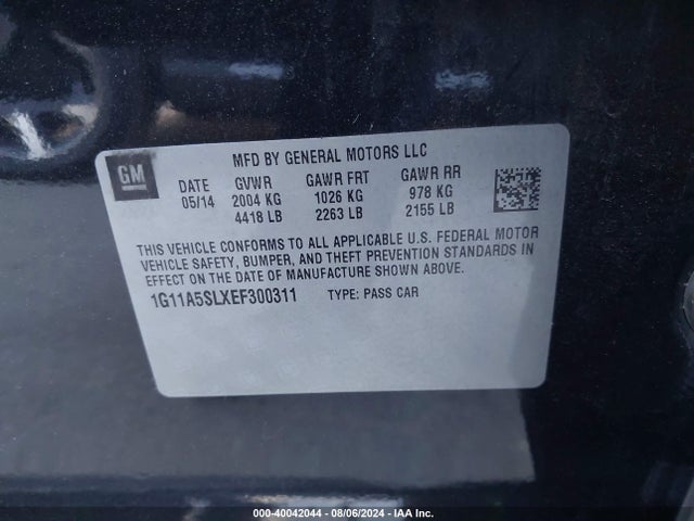 Chevrolet Malibu 1fl 2014 1G11A5SLXEF300311 Image 9