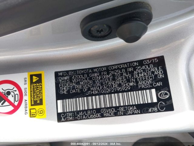 JTHBK1GG2F2195929 Lexus ES 350