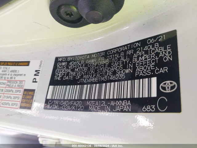 Toyota Corolla Se Nightshade Edition 2021 JTND4MBE1M3146235 Image 9