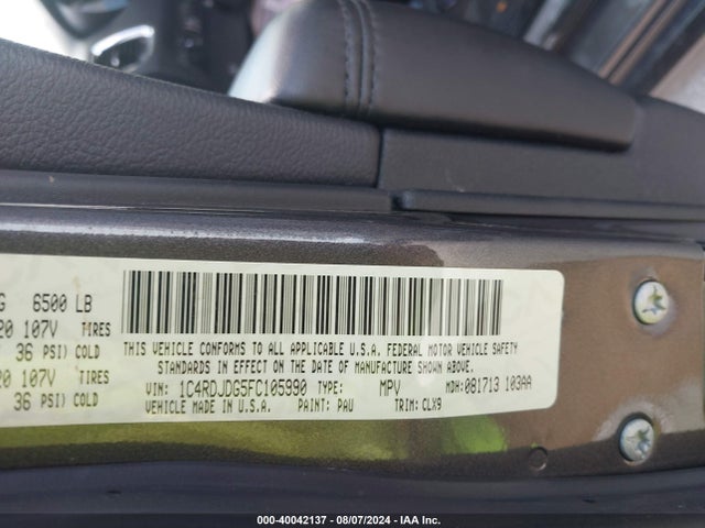 1C4RDJDG5FC105990 Dodge DURANGO LIMITED