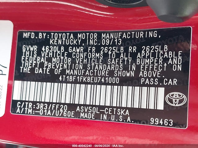 Toyota CAMRY SE 2014 4T1BF1FK8EU741000 Image 9