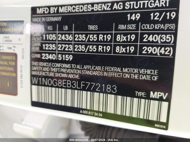 W1N0G8EB3LF772183 Mercedes-Benz Glc 300 4matic