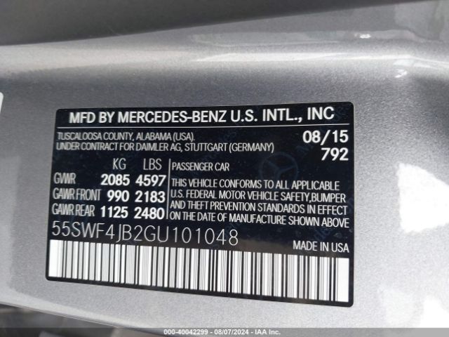 55SWF4JB2GU101048 Mercedes-Benz C 300 Luxury/sport