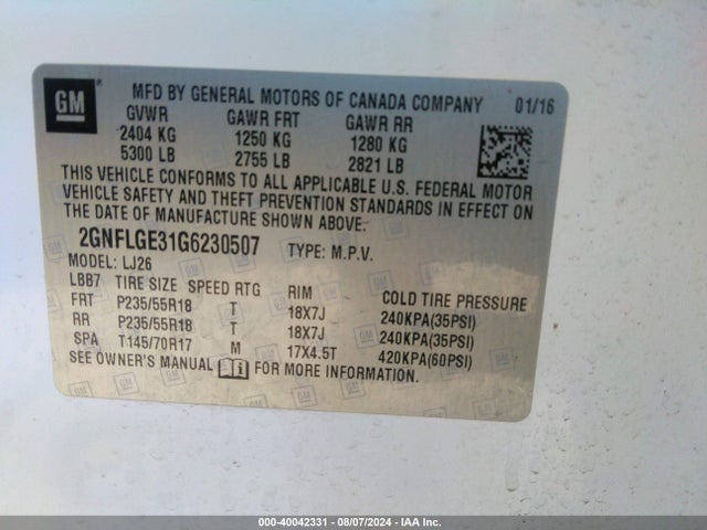 Chevrolet Equinox Ltz 2016 2GNFLGE31G6230507 Image 9