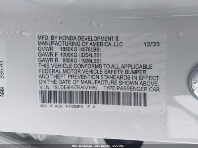 19UDE4H67RA021682 Acura Integra A-spec Technology Package