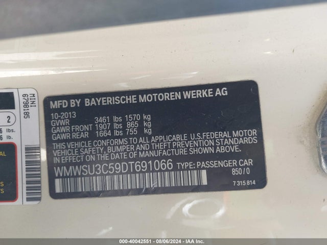 2013 MINI HARDTOP WMWSU3C59DT691066 Photo 8