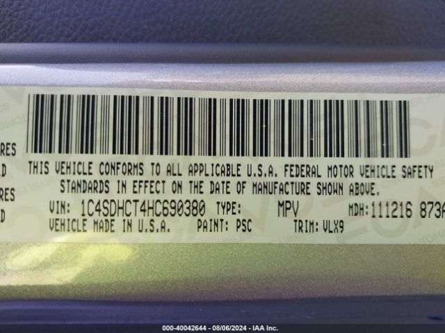 1C4SDHCT4HC690380 Dodge Durango R/t Rwd