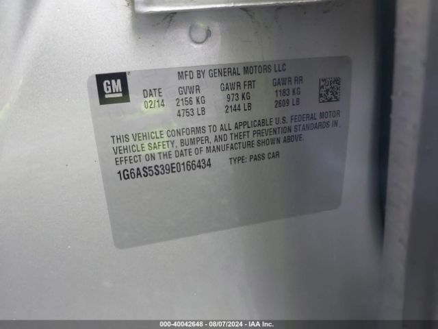 1G6AS5S39E0166434 Cadillac Cts Performance