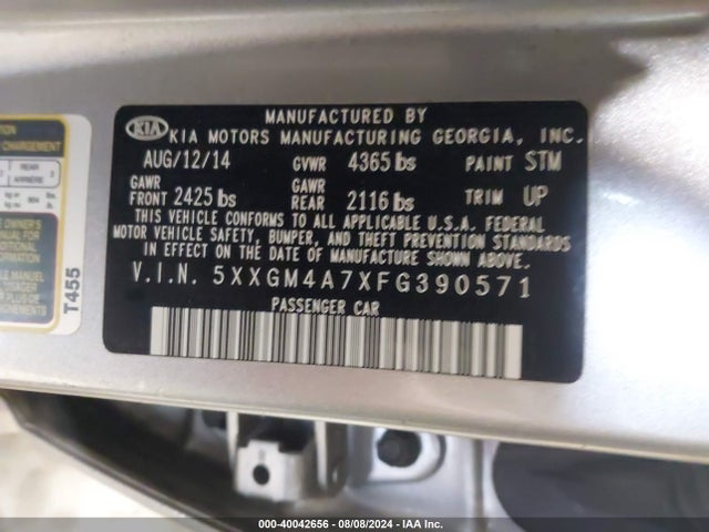 KIA Optima Lx 2015 5XXGM4A7XFG390571 Image 9