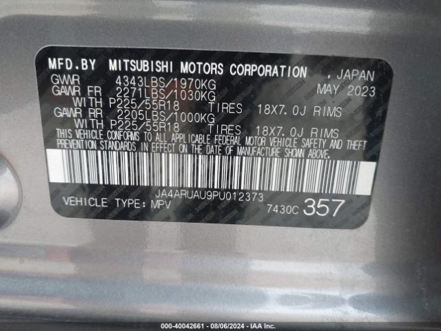 JA4ARUAU9PU012373 Mitsubishi Outlander Sport 2.0 Se Awc