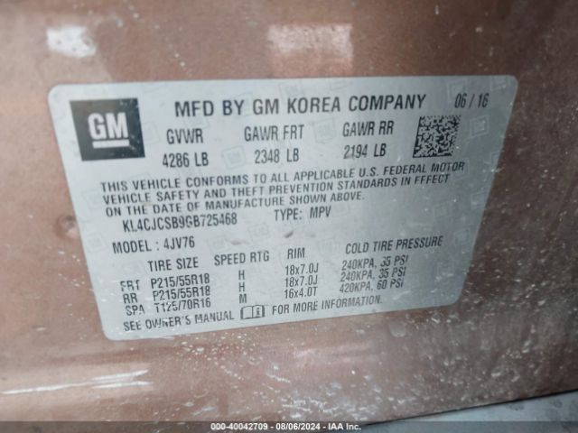KL4CJCSB9GB725468 Buick Encore Leather