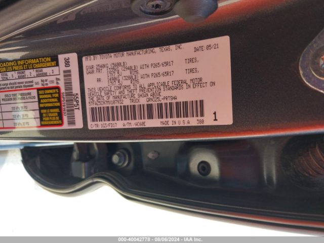 5TFAZ5CN7MX107932 Toyota Tacoma Trd Sport
