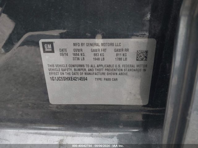 1G1JC5SHXE4214594 Chevrolet Sonic Lt Auto