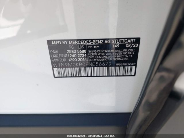 W1N9M0KB0PN056679 Mercedes-Benz Eqb 300 Suv 4matic