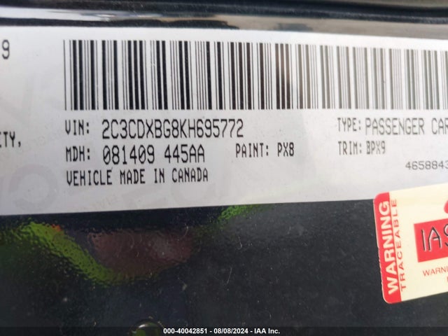 Dodge Charger Sxt Rwd 2019 2C3CDXBG8KH695772 Image 9