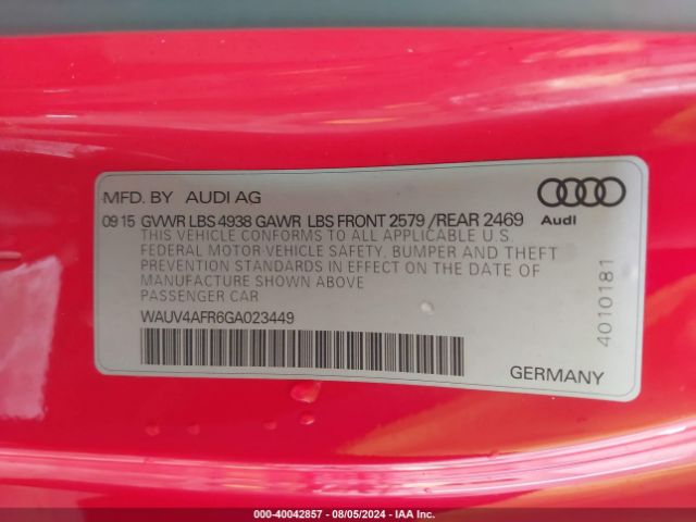 WAUV4AFR6GA023449 Audi S5 3.0t Premium Plus