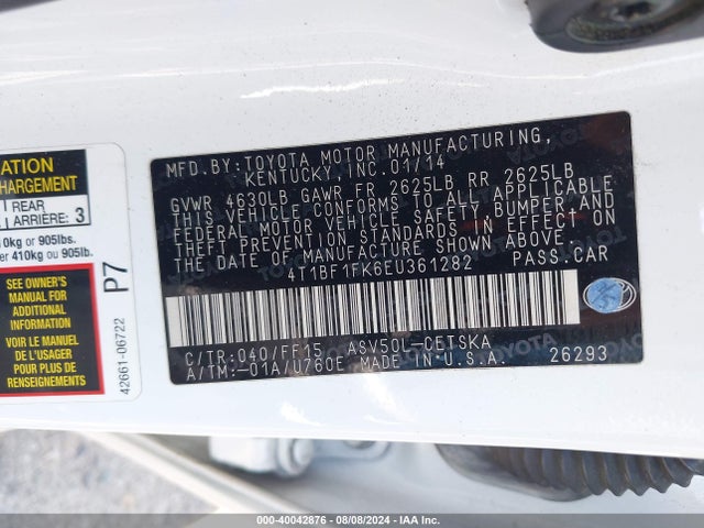Toyota CAMRY SE 2014 4T1BF1FK6EU361282 Image 9
