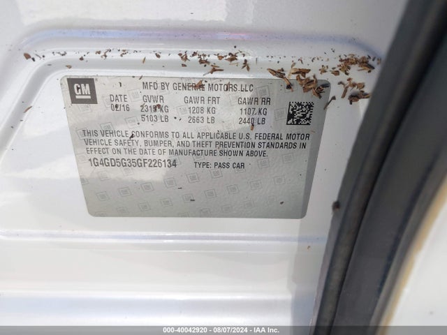 1G4GD5G35GF226134 Buick Lacrosse Premium I