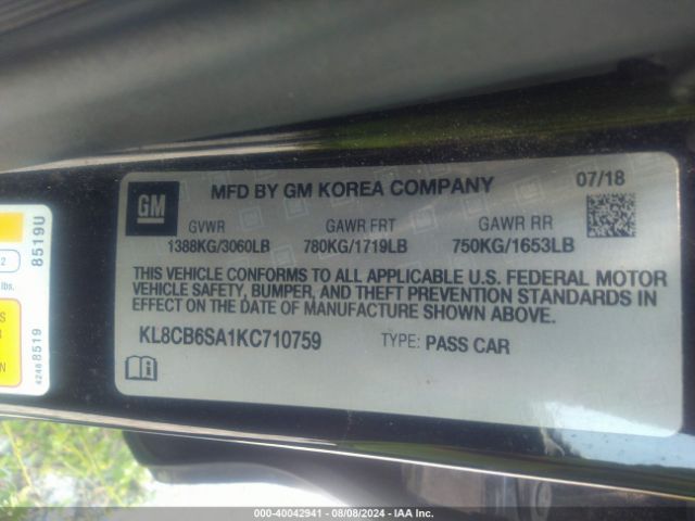 KL8CB6SA1KC710759 Chevrolet Spark Ls Cvt