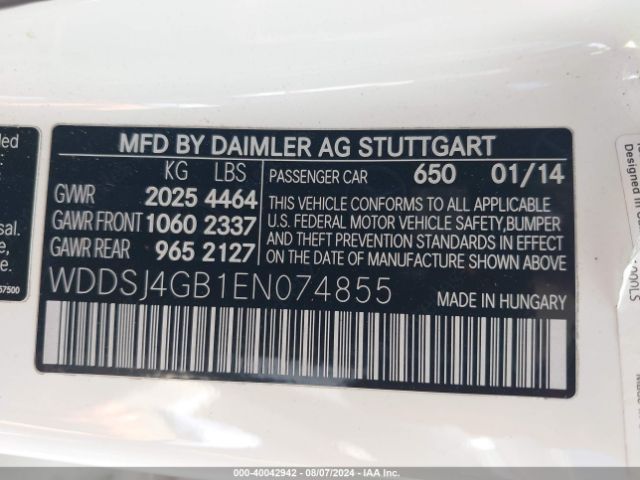 WDDSJ4GB1EN074855 Mercedes-Benz CLA 250 4MATIC