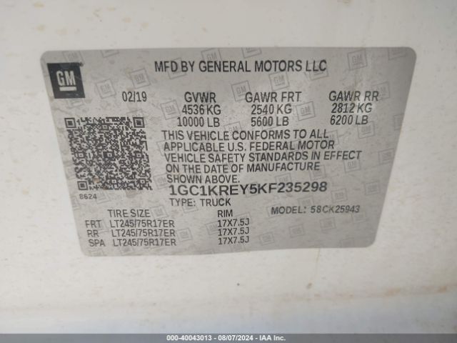 1GC1KREY5KF235298 Chevrolet Silverado 2500hd Wt