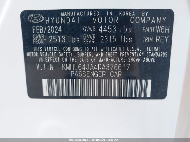 KMHL64JA4RA376617 Hyundai SONATA SEL