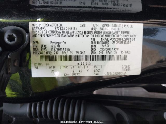 1FADP3N28FL208164 Ford Focus Titanium