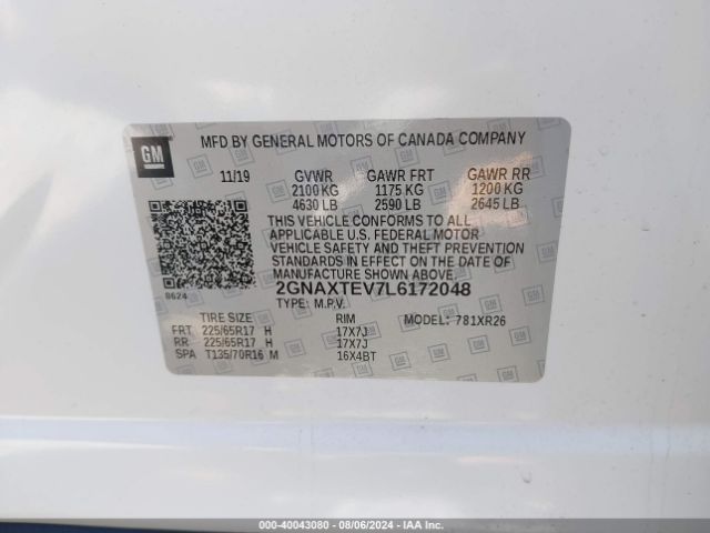 2GNAXTEV7L6172048 Chevrolet Equinox Awd 2fl