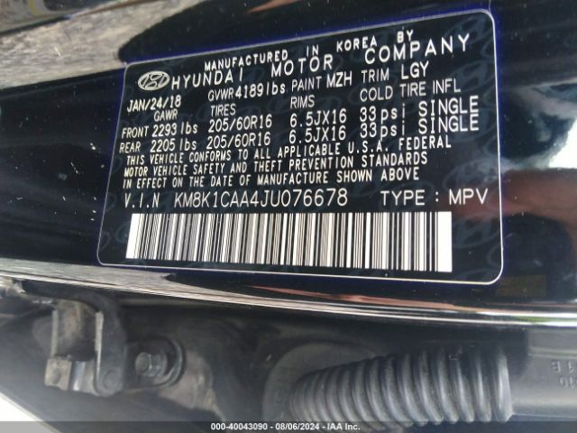 KM8K1CAA4JU076678 Hyundai Kona Se