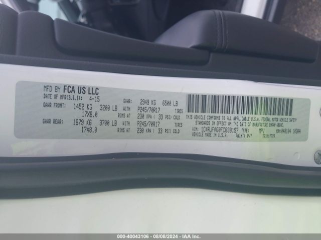 1C4RJFAG0FC838197 Jeep Grand Cherokee Laredo