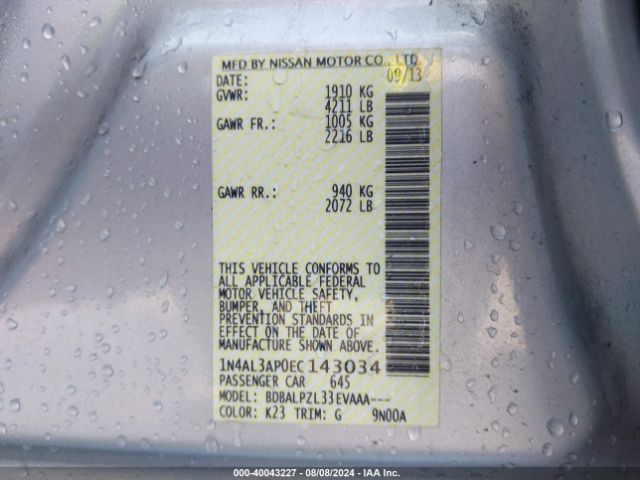 1N4AL3AP0EC143034 Nissan ALTIMA 2.5