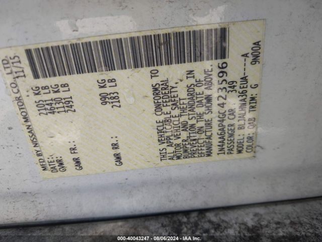 1N4AA6AP4GC423596 Nissan Maxima 3.5 Platinum
