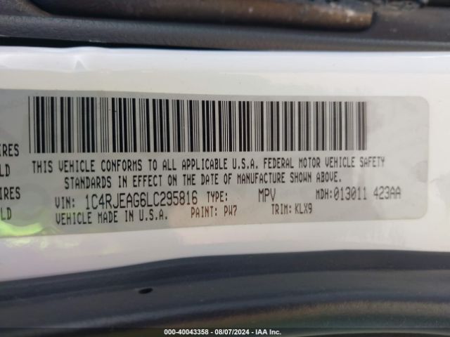 1C4RJEAG6LC295816 Jeep Grand Cherokee Altitude 4x2