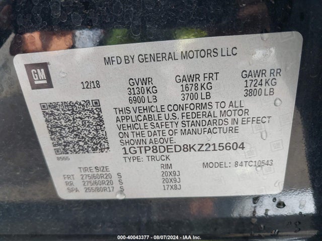 GMC Sierra 1500 Slt 2019 1GTP8DED8KZ215604 Image 9
