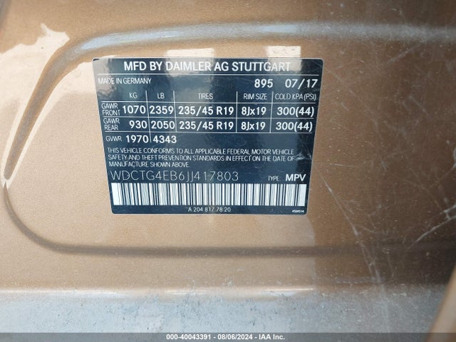 Mercedes-Benz GLA 250 2018 WDCTG4EB6JJ417803 Image 9