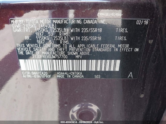 Toyota Rav4 Limited 2018 2T3DFREV0JW757700 Image 9