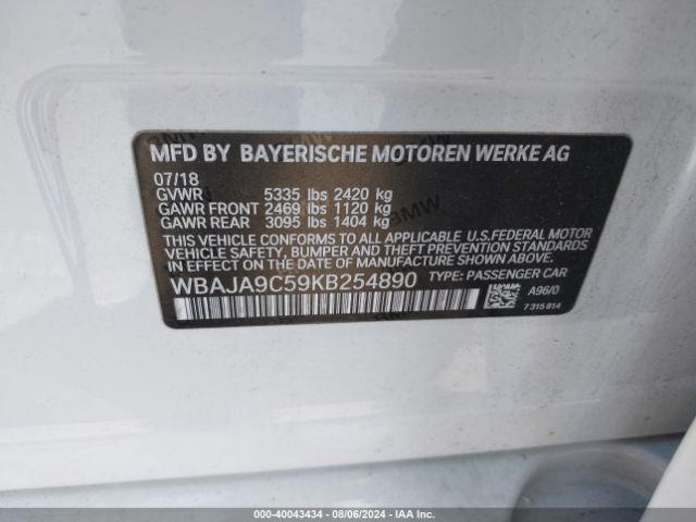 WBAJA9C59KB254890 BMW 530e Iperformance