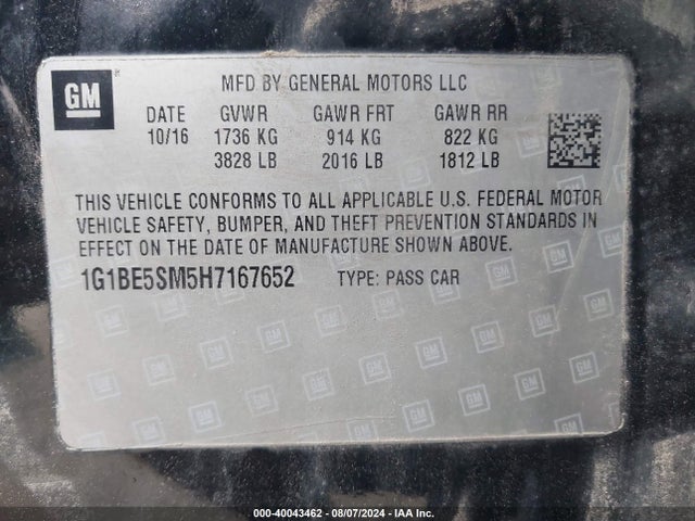 Chevrolet Cruze Lt Auto 2017 1G1BE5SM5H7167652 Image 9