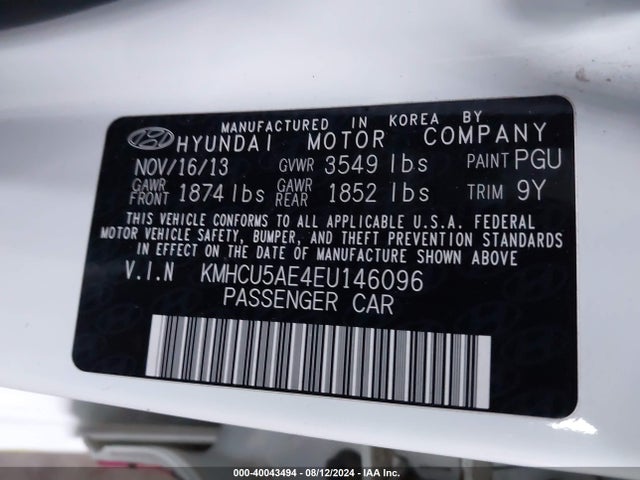Hyundai ACCENT SE 2014 KMHCU5AE4EU146096 Image 9