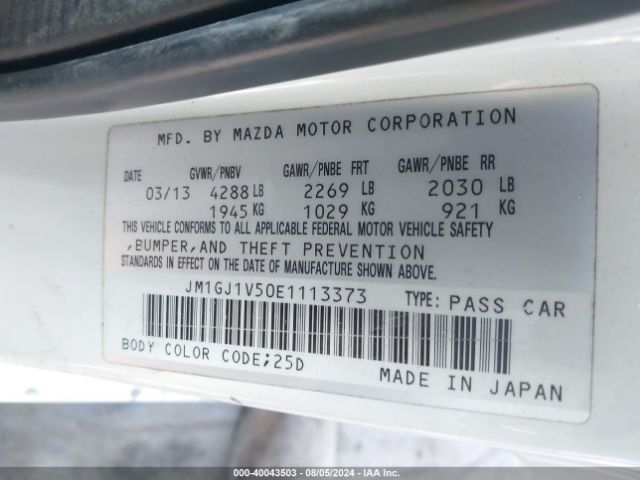 JM1GJ1V50E1113373 Mazda Mazda6 I Touring