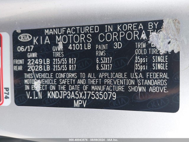 KIA SOUL + 2018 KNDJP3A5XJ7535079 Image 9