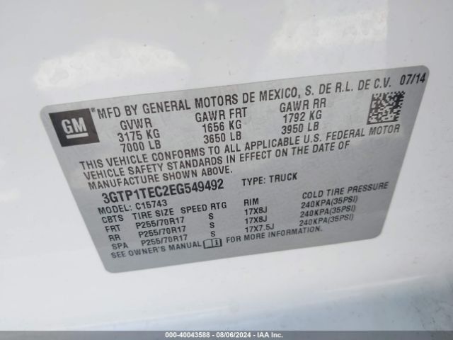 3GTP1TEC2EG549492 GMC SIERRA 1500