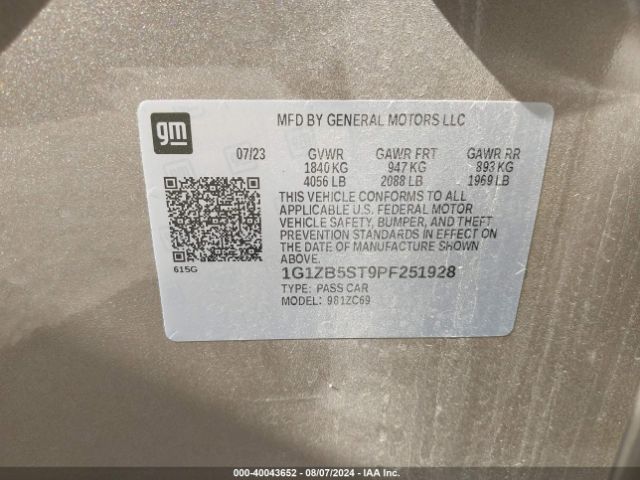1G1ZB5ST9PF251928 Chevrolet Malibu Fwd Ls