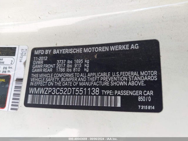 2013 MINI CONVERTIBLE WMWZP3C52DT551138 Photo 8