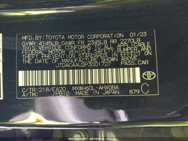 Toyota PRIUS XLE 2023 JTDACAAU2P3001727 Image 9