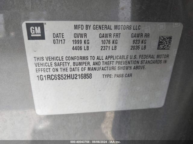 1G1RC6S52HU216858 Chevrolet VOLT LT