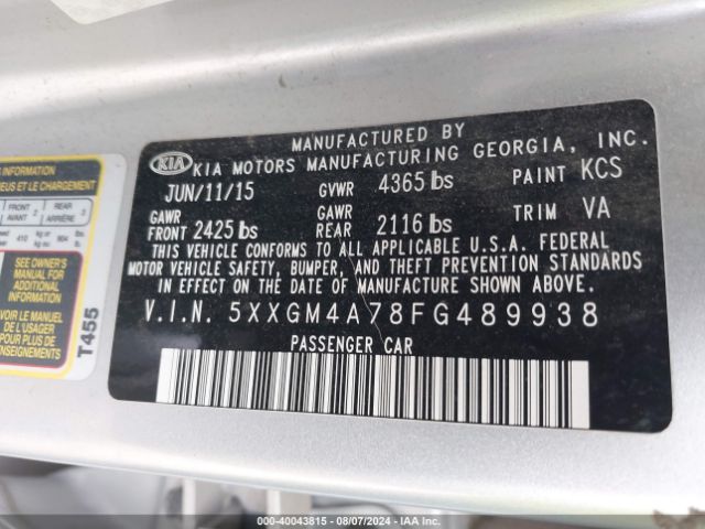 5XXGM4A78FG489938 KIA Optima Lx