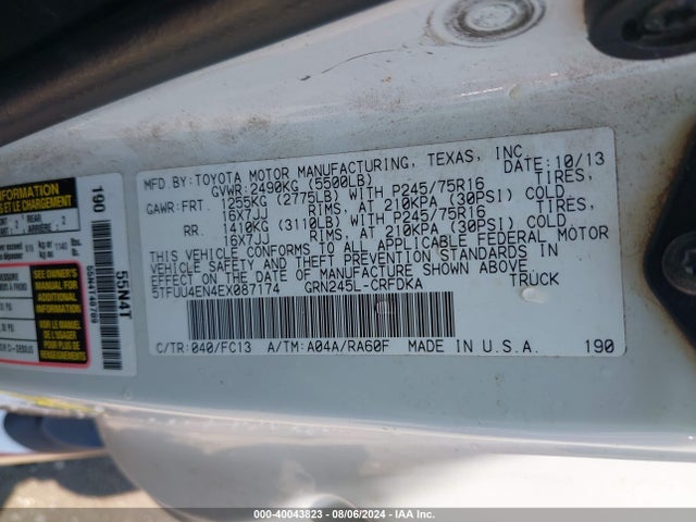 Toyota Tacoma Base V6 2014 5TFUU4EN4EX087174 Image 9
