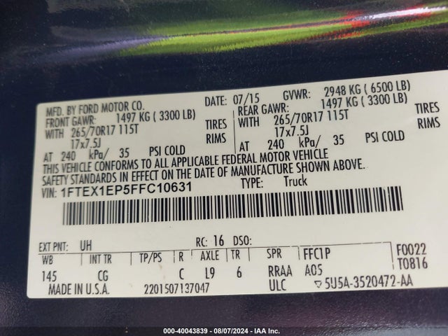 Ford F-150 Xl 2015 1FTEX1EP5FFC10631 Image 9