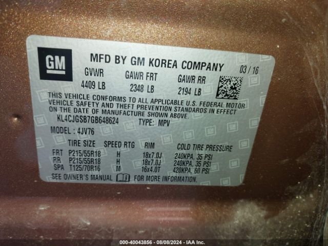 KL4CJGSB7GB648624 Buick Encore Leather